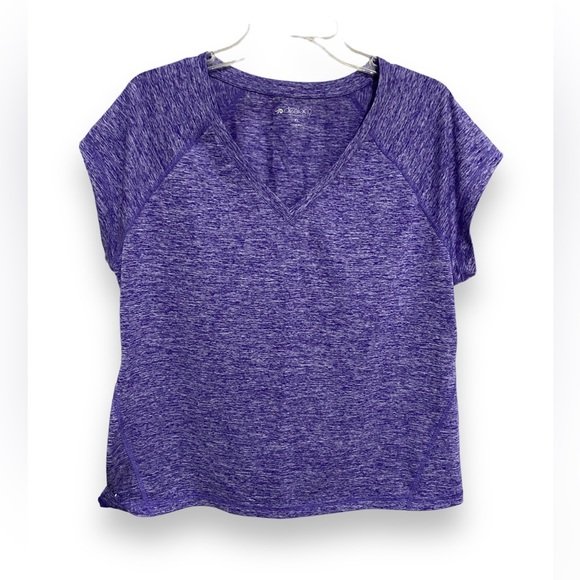 Ideology Tops - Women Sport Tee Extra Large XL Rapidry Tee Yoga Top Marled Purple T-Shirt